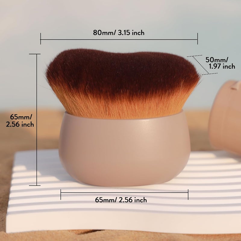 DRIPOO Big Self Tanner Brush, Self Tan Applicator, Body Makeup Brush for Face Body Leg Makeup, Self Tanning Mitt for Self Tan, Kabuki Brush for Body Blend Brush for Tanning Mousse (Khaki) - Image 3